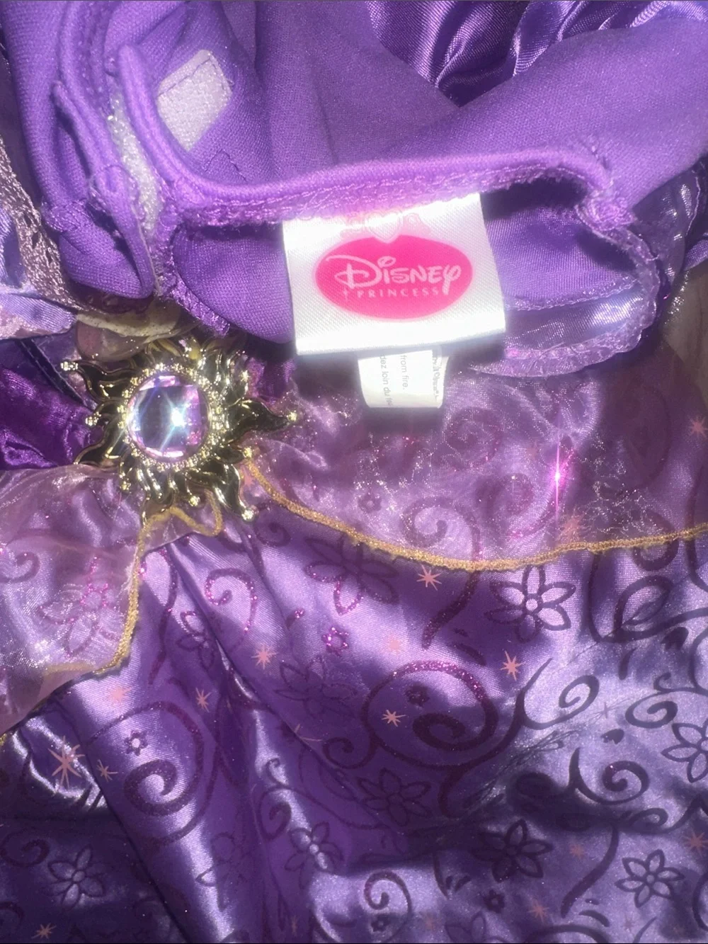 Kids OS Disney Purple Princess Satin Costume Dress with Gold Accents - Picture 2 of 3